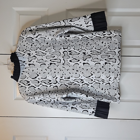 Stera Black White Button Down sreachers Shirt Sz L - Picture 7 of 11